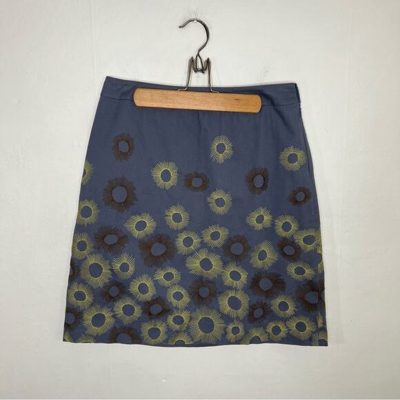 Boden Blue Embroidered Sunburst A line Pencil Skirt Size 8 - Picture 12 of 12